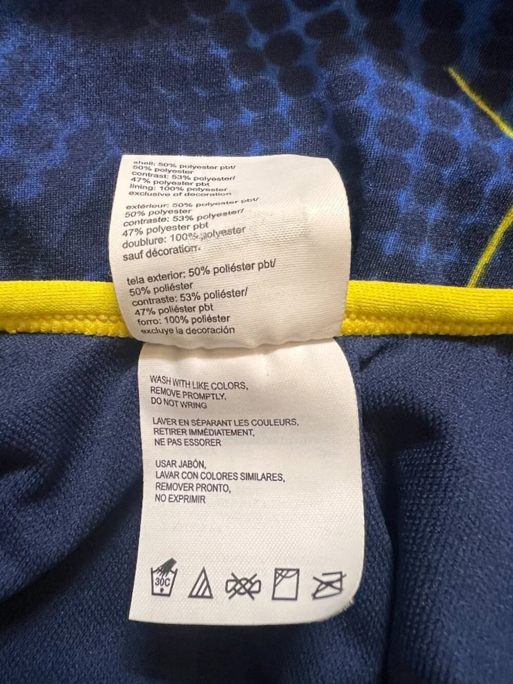 Speedo Endurance+ Kids One Piece Swimsuit Size 28 Blue Yellow Hexagon Print‎